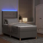 vidaXL Lit à ressorts avec bandes LED Taupe 80 x 200 cm tissu
