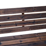 Banc de jardin 3 places style rustique chic accoudoirs roues charette bois sapin traité carbonisation
