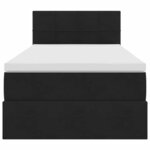vidaXL Lit de Rangement avec matelas Noir 100 x 200 cm Velours