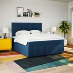 vidaXL Sommier à lattes de lit avec matelas Bleu 180x200 cm Tissu