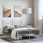 vidaXL Cadre de lit métal sans matelas et pied de lit blanc 150x200 cm