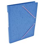 Chemise Carte Lustée simple 24 x 32 cm avec élastiques et étiquette de dos Bleu COUTAL