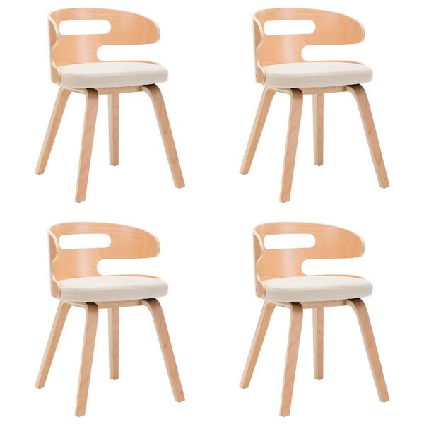 vidaXL Chaises à manger lot de 4 crème bois courbé et similicuir