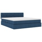 vidaXL Lit de rangement LED avec matelas Bleu 180 x 200 cm Tissu