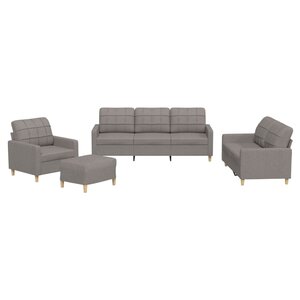 vidaXL Ensemble de canapés 4 Pièces avec coussins Taupe Tissu