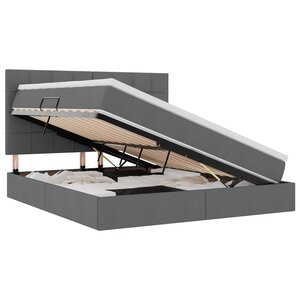 vidaXL Lit de rangement LED avec matelas Gris foncé 160 x 200 cm Tissu
