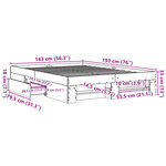 vidaXL Cadre de lit sonoma gris 140x190 cm bois d'ingénierie