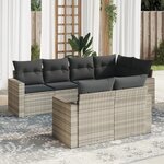 vidaXL Salon de jardin avec coussins 7 Pièces gris clair résine tressée
