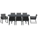 Ensemble de salle à manger de jardin 9 pièces avec coussins noir poly rotin