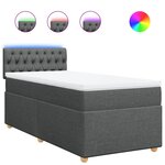 vidaXL Sommier à lattes de lit avec matelas Gris foncé 90x200 cm Tissu
