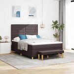 vidaXL Lit à ressorts avec matelas Marron foncé 140 x 190 cm tissu