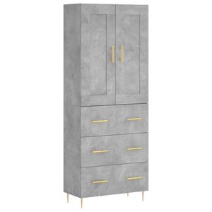 vidaXL Buffet haut Gris béton 69 5x34x180 cm Bois d'ingénierie