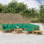 vidaXL Salon de jardin 12 Pièces avec coussins vert bambou