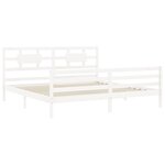vidaXL Cadre de lit avec tête de lit blanc 200x200 cm bois massif