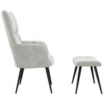 vidaXL Chaise de relaxation avec tabouret Gris clair Velours