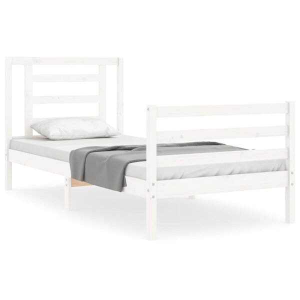 vidaXL Cadre de lit sans matelas blanc bois massif