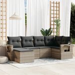 vidaXL Salon de jardin 6 Pièces avec coussins gris clair résine tressée