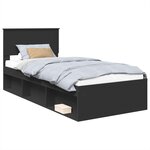 vidaXL Cadre de lit Noir 75 x 190 cm Bois d'ingénierie