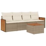 vidaXL Salon de jardin avec coussins 5 Pièces beige résine tressée