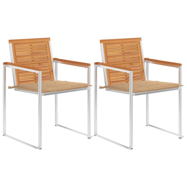 vidaXL Chaises de jardin avec coussins lot de 2 Acacia solide et acier