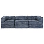 vidaXL Coussin 3 Pièces Bleu 70 x 70 x 54 cm Polyester