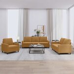 vidaXL Ensemble de canapés 3 Pièces avec coussins Marron Velours
