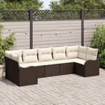Ensemble de Canapés de Jardin 7 Pièces avec Coussins Poly Rattan Marron