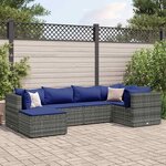 vidaXL Salon de jardin 6 Pièces avec coussins Gris Résine tressée