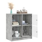 vidaXL Armoire latérale avec portes en verre gris béton 68x37x75 5 cm
