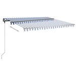 vidaXL Auvent manuel rétractable sur pied 400x350 cm Bleu/Blanc