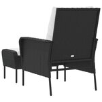 vidaXL Chaise de jardin avec tabouret noir résine tressée
