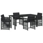 vidaXL Ensemble de Salle à Manger de Jardin de 5 Pièces avec Coussins Noir Rattan PE