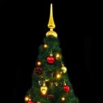 vidaXL Arbre de Noël artificiel pré-éclairé avec boules vert 210 cm