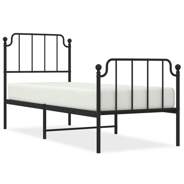 vidaXL Cadre de lit métal sans matelas avec pied de lit noir 80x200 cm