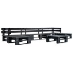 Salon de jardin meuble d'extérieur ensemble de mobilier palette 6 pièces noir bois 02_0018473