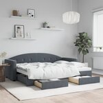 vidaXL Lit de jour avec gigogne et tiroirs sans matelas 80x200 cm