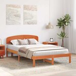 vidaXL Cadre de lit avec tête de lit marron ciré 140x190 cm Bois massif pin