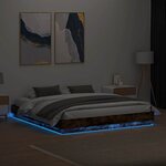 vidaXL Cadre de lit avec LED sans matelas chêne fumé 180x200 cm