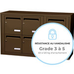 Bloc collectif leabox.com  3x2  grade 3  simple face  Intérieur  fixation murale  Brun Sepia RAL 8014 finition brillante