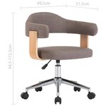 vidaXL Chaise pivotante de bureau Taupe Bois courbé et tissu