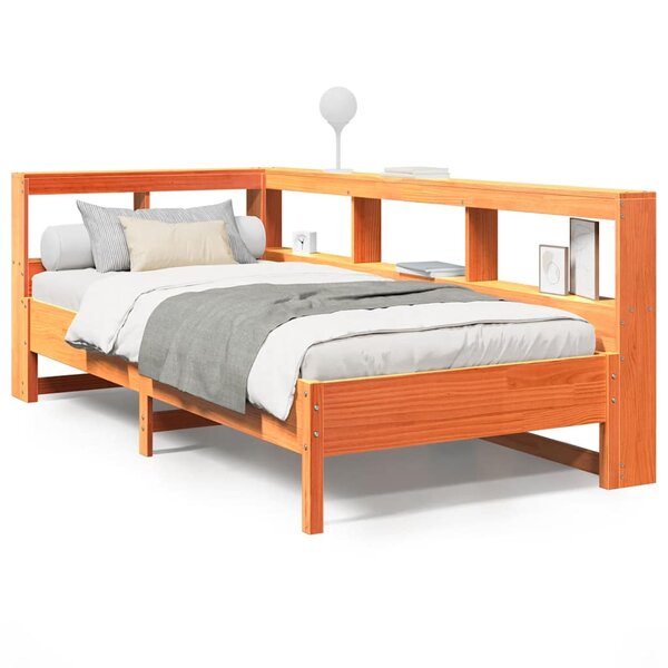 vidaXL Lit bibliothèque sans matelas cire marron 90x190 cm pin massif
