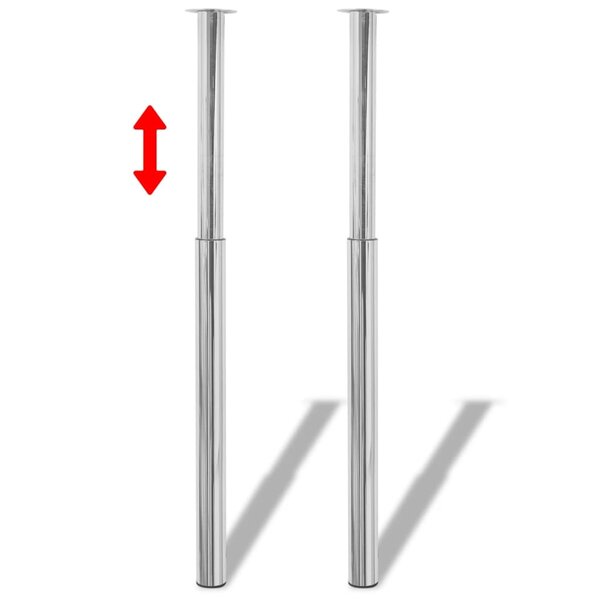 vidaXL Pieds de table télescopique 2 Pièces Chrome 710 mm - 1100 mm