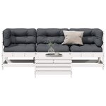 vidaXL Salon de jardin 4 Pièces avec coussins blanc bois de pin massif