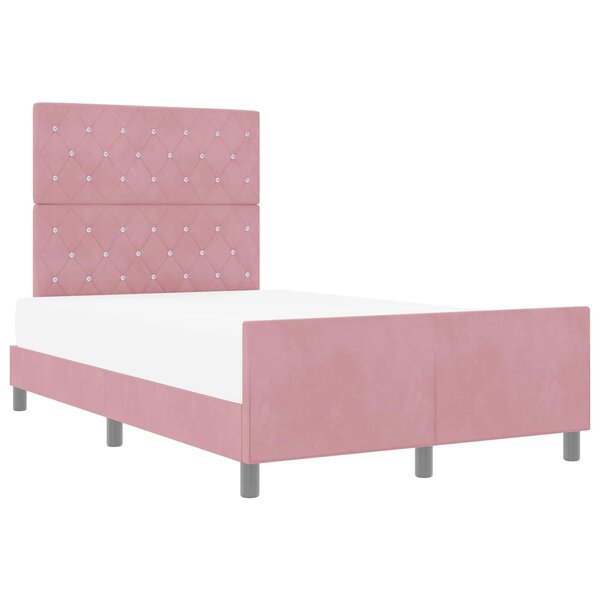 vidaXL Lit à ressorts avec tête de lit Rose 120 x 200 cm Velours