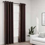 vidaXL Rideaux occultants Aspect lin avec œillets 2Pièces Taupe 140x225cm