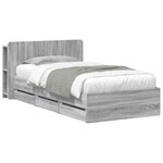 vidaXL Cadre de lit avec rangement Sonoma gris 90 x 200 cm
