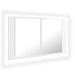 vidaXL Armoire à miroir de bain à LED Blanc brillant Acrylique