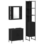 vidaXL Meubles de salle de bain 3 Pièces Noir Bois d'ingénierie