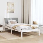 vidaXL Cadre de lit Blanc et gris clair 90 x 200 cm Bois massif en pin
