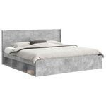 vidaXL Cadre de lit avec rangement et tête de lit Gris béton